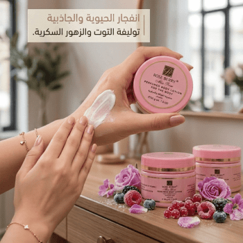 كريم مخمرية Rose Berry للجسم (العبوة الوردي) برائحة الفواكه والزهور السكرية