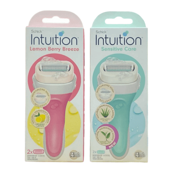 ماكينة Schick Intuition: أفضل شفرة حلاقة نسائية للبشرة الحساسة 2*1 برغوة الصابون المنعشة بالألوفيرا